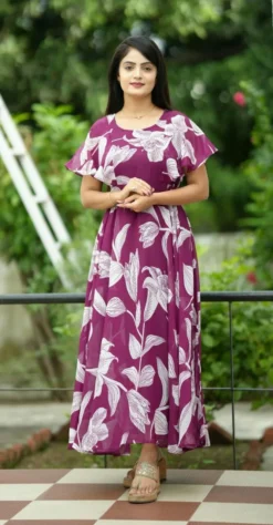 Rm Long Georgette Maxi Dress Flower Printed New Design 2024