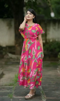 Rm Long Georgette Maxi Dress Flower Printed New Design 2024