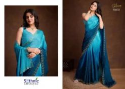 Sethnic Glaze Two Tone Chinnon Swarovski Saree Wholesale