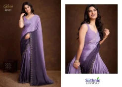 Sethnic Glaze Two Tone Chinnon Swarovski Saree Wholesale