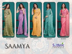 Sethnic Saamya Glass Zari Sequins Embroidery Saree Wholesale