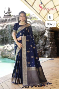 SNJ Sartin Show Pure Sartin Silk Weaving Saree Wholesale