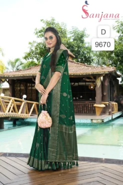 SNJ Sartin Show Pure Sartin Silk Weaving Saree Wholesale