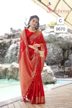 SNJ Sartin Show Pure Sartin Silk Weaving Saree Wholesale