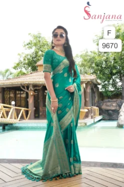 SNJ Sartin Show Pure Sartin Silk Weaving Saree Wholesale