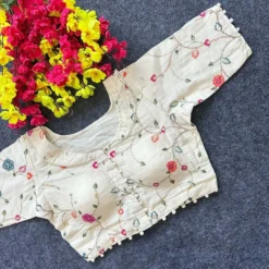 SS1089 Khadi Camric Cotton Readymade Blouse Long Sleeve New Design