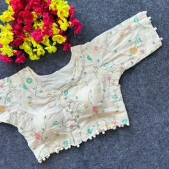 SS1089 Khadi Camric Cotton Readymade Blouse Long Sleeve New Design