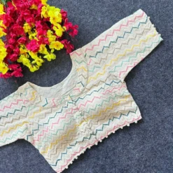 SS1089 Khadi Camric Cotton Readymade Blouse Long Sleeve New Design