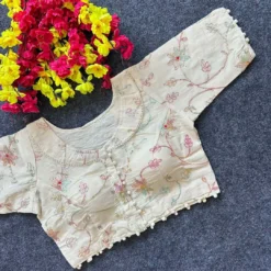 SS1089 Khadi Camric Cotton Readymade Blouse Long Sleeve New Design