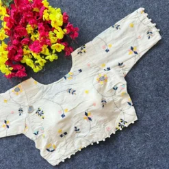 SS1089 Khadi Camric Cotton Readymade Blouse Long Sleeve New Design