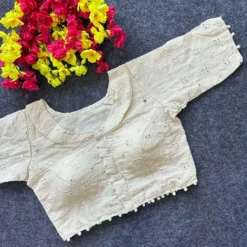 SS1089 Khadi Camric Cotton Readymade Blouse Long Sleeve New Design