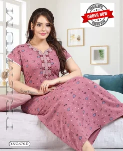 Summer Special Vol PC576 Nighty Gown With Embroidery Design