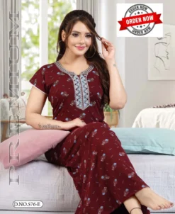 Summer Special Vol PC576 Nighty Gown With Embroidery Design