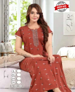 Summer Special Vol PC576 Nighty Gown With Embroidery Design