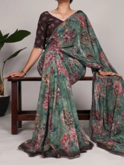 WMN 7008 Floral Georgette Saree Wholesale