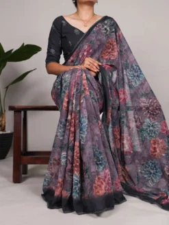 WMN 7008 Floral Georgette Saree Wholesale