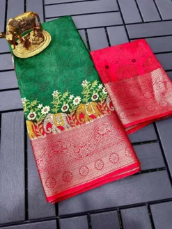 Karishma Elephant Mashru Silk Saree Wholesale under 1000