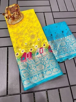 Karishma Elephant Mashru Silk Saree Wholesale under 1000