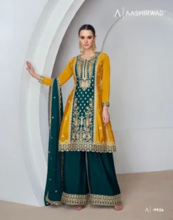 AASHIRWAD SHANAYA Chinnon Silk Kurti Palazzo Set