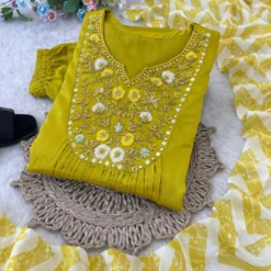 Alia 395 Viscose Muslin Silk Readymade Dress With Hand Moti Work