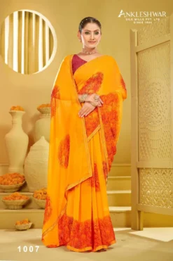 ANK Power Bank Georgette Print With Swarovski Work