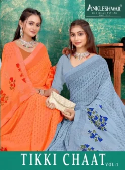 ANK TIKKI CHAT Vol 01 Chiffon Print With Swarovsk Butta Fancy Saree