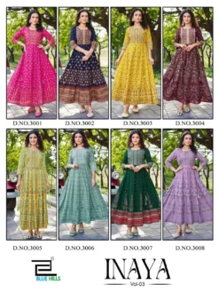 Blue Hills Inaya Vol 3 Rayon Foil Printed Kurti