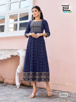 Blue Hills Womaniya Vol 25 Rayon Foil Printed Anarkali Kurti