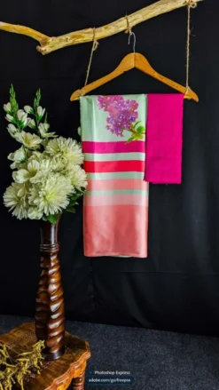 Dev Vol 04 Satin Saree Flower Digital Print New Collection