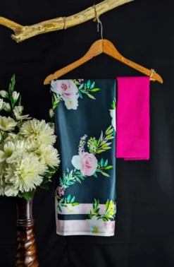 Dev Vol 04 Satin Saree Flower Digital Print New Collection