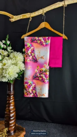 Dev Vol 04 Satin Saree Flower Digital Print New Collection