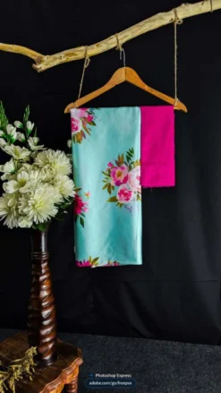 Dev Vol 04 Satin Saree Flower Digital Print New Collection