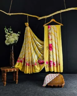 Dev Vol 05 Satin Saree Flower Digital Print Collection