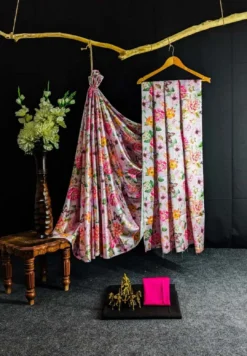 Dev Vol 07 Satin Saree Flower Digital Print Wholesale