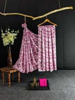 Dev Vol 07 Satin Saree Flower Digital Print Wholesale