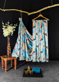 Dev Vol 08 Satin Saree Flower Digital Print Wholesale