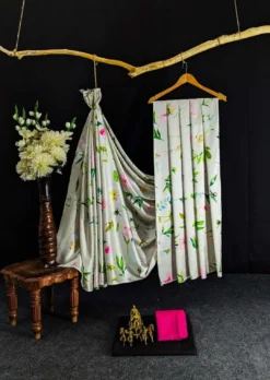 Dev Vol 08 Satin Saree Flower Digital Print Wholesale