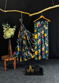 Dev Vol 09 Satin Saree Flower Digital New Print