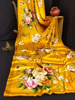 Dev Vol 11 Satin Saree Flower Digital New Print