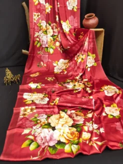 Dev Vol 11 Satin Saree Flower Digital New Print