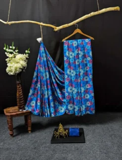 Dev Vol 12 Satin Saree Flower Digital New Print