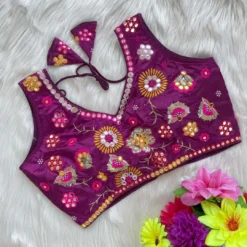 SS09 Fancy Satin Readymade Blouse With Embroidery Latest Design Design