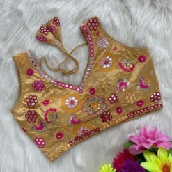 SS09 Fancy Satin Readymade Blouse With Embroidery Latest Design Design