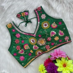 SS09 Fancy Satin Readymade Blouse With Embroidery Latest Design Design