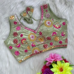 SS09 Fancy Satin Readymade Blouse With Embroidery Latest Design Design