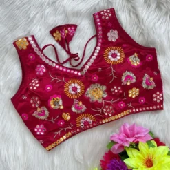 SS09 Fancy Satin Readymade Blouse With Embroidery Latest Design Design