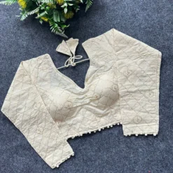 SS1089 Pure Camric Khadi Cotton Readymade Blouse Fancy Back Design