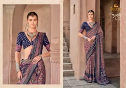 Trirath Kasturi Ajrakh Printed Silk Saree under 1000