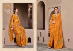 Trirath Kasturi Ajrakh Printed Silk Saree under 1000