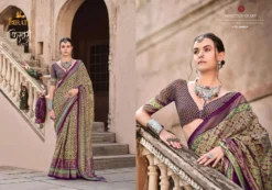 Trirath Kasturi Ajrakh Printed Silk Saree under 1000